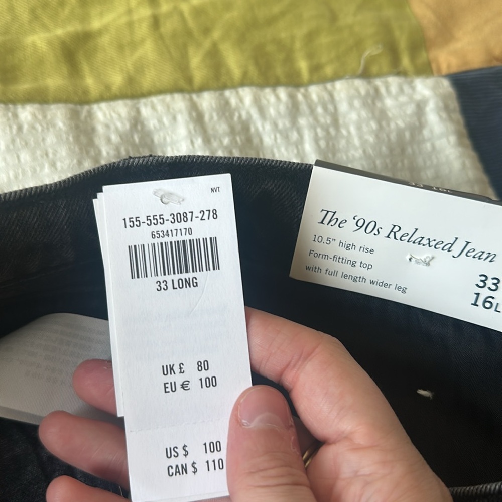 Abercrombie & Fitch Tall 90s Relaxed Jeans Black NWT Size 33 - Picture 6 of 6
